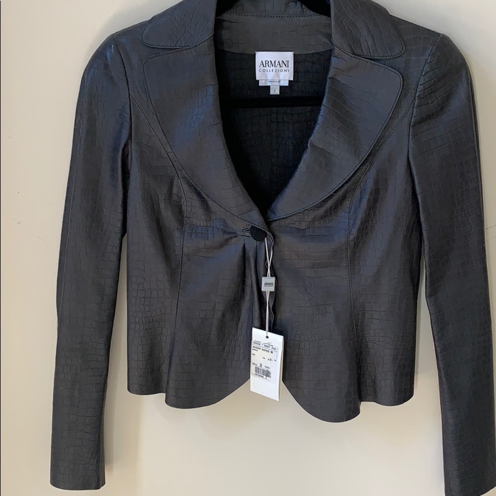 New Armani Collezioni Embossed Leather Jacket